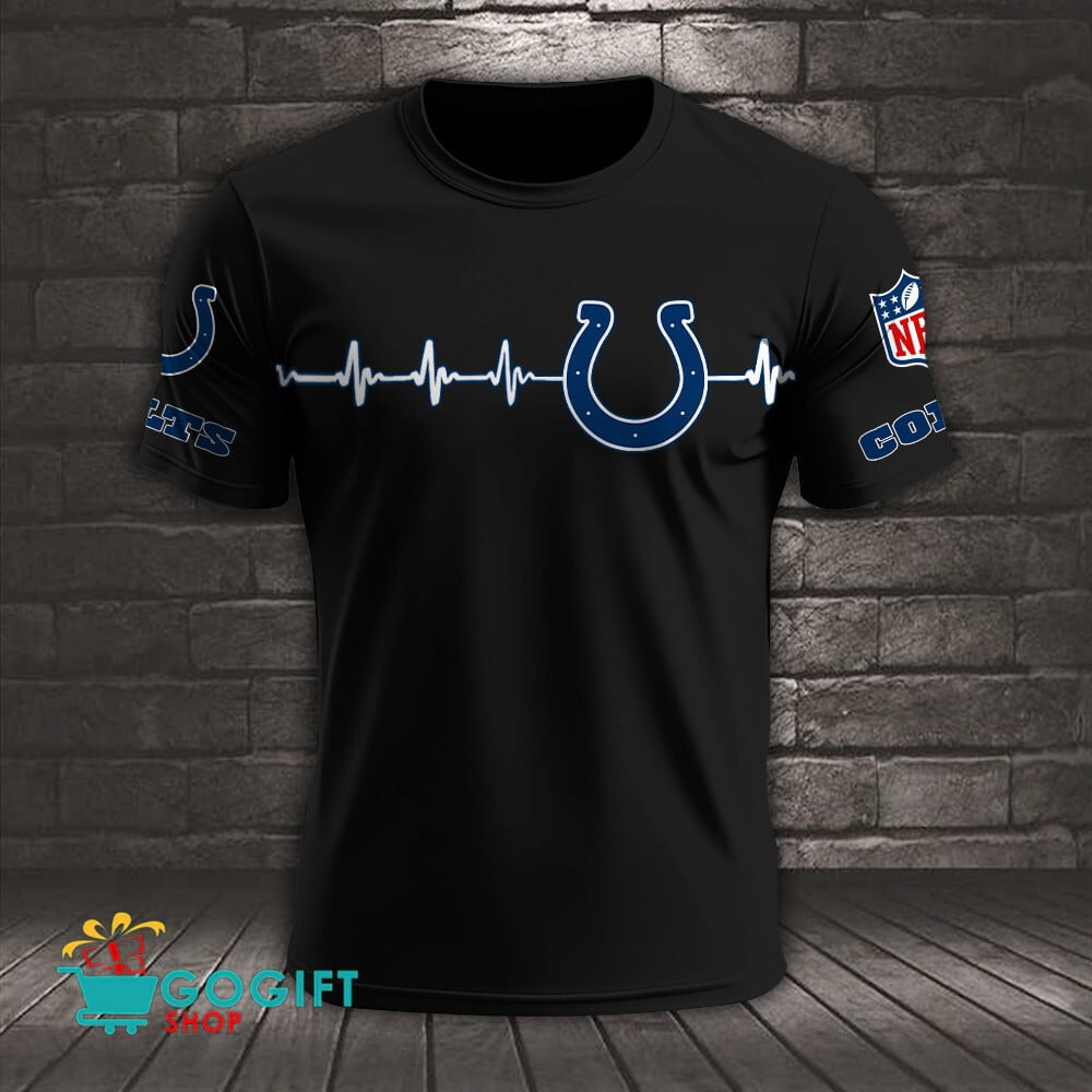 Indianapolis Colts Heart Beat Simple Style All Over Printed T-shirt