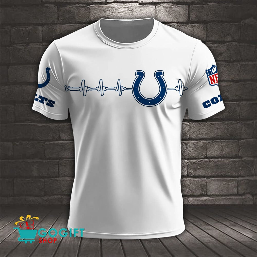 Indianapolis Colts Heart Beat Simple Style All Over Printed T-shirt
