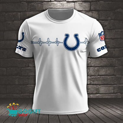 Indianapolis Colts Heart Beat Simple Style All Over Printed T-shirt