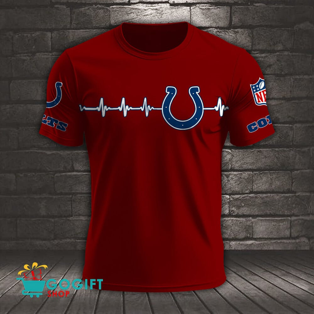 Indianapolis Colts Heart Beat Simple Style All Over Printed T-shirt