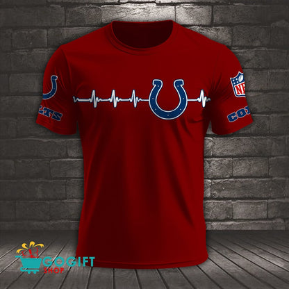Indianapolis Colts Heart Beat Simple Style All Over Printed T-shirt