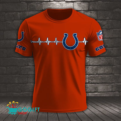 Indianapolis Colts Heart Beat Simple Style All Over Printed T-shirt