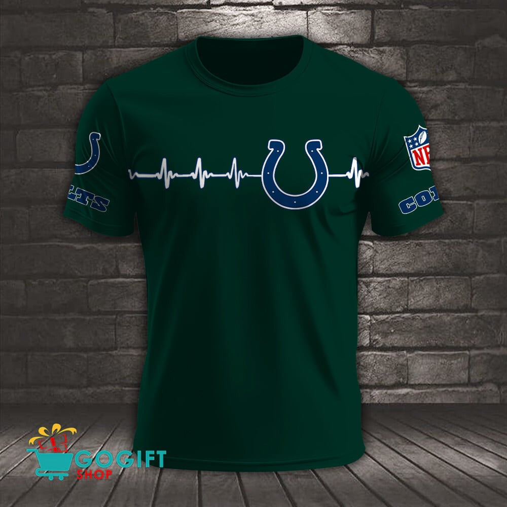 Indianapolis Colts Heart Beat Simple Style All Over Printed T-shirt
