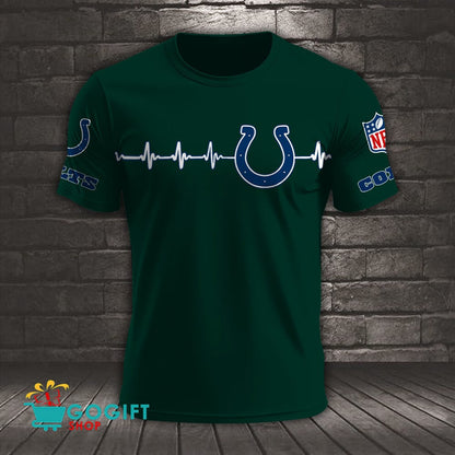 Indianapolis Colts Heart Beat Simple Style All Over Printed T-shirt