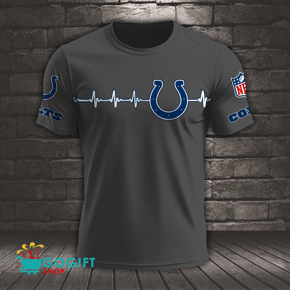 Indianapolis Colts Heart Beat Simple Style All Over Printed T-shirt