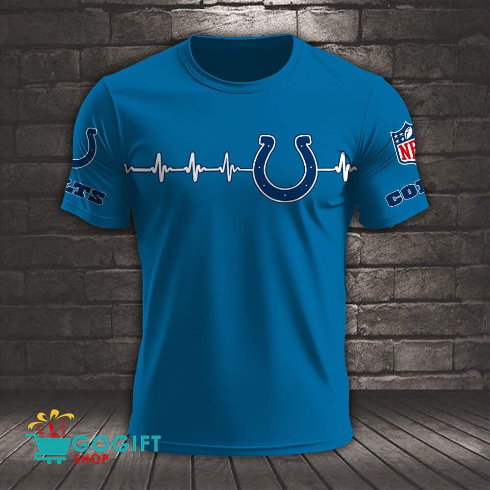 Indianapolis Colts Heart Beat Simple Style All Over Printed T-shirt