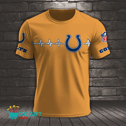 Indianapolis Colts Heart Beat Simple Style All Over Printed T-shirt