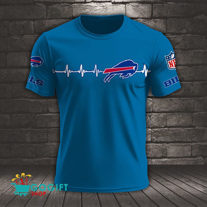 Buffalo Bills Heart Beat Simple Style All Over Printed T-shirt