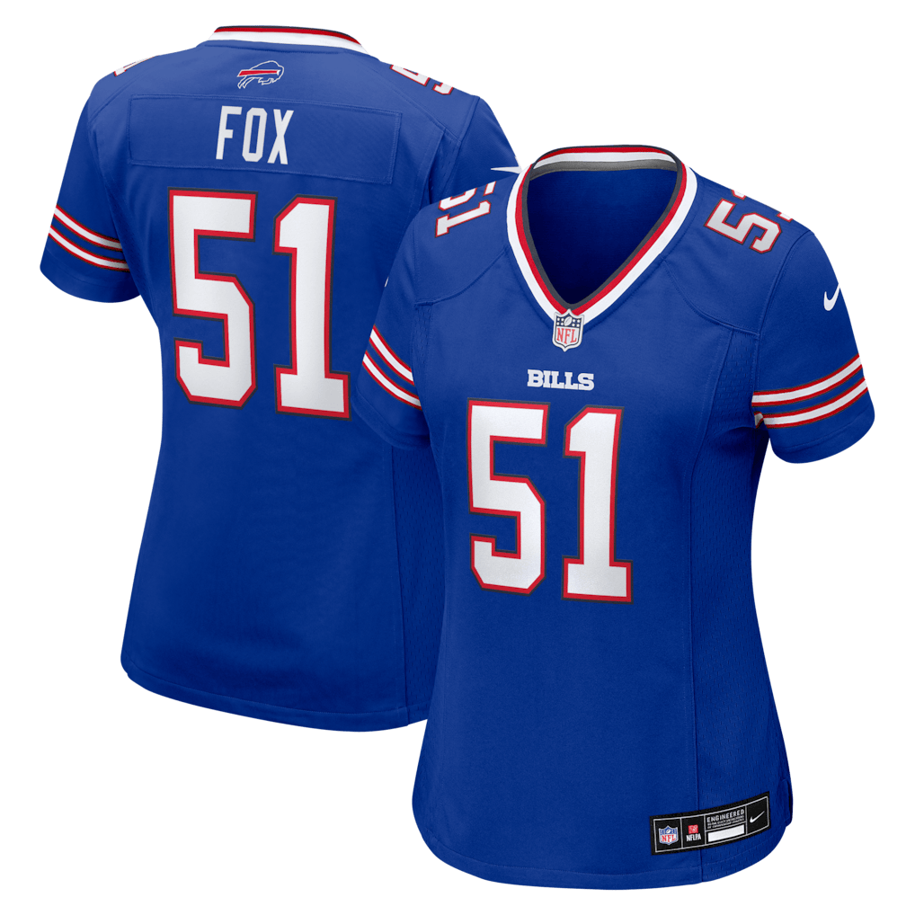 Morgan Fox 51 Buffalo Bills Women's Team Game Jersey - Royal
