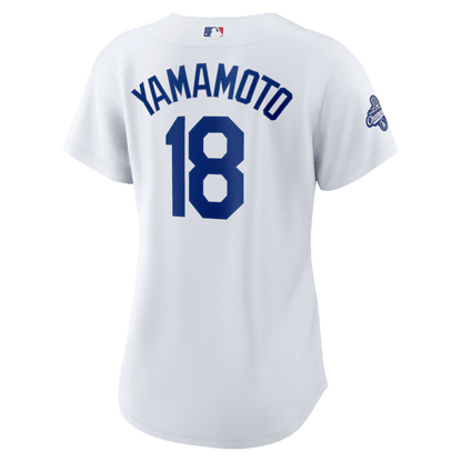 Yoshinobu Yamamoto 18 Los Angeles Dodgers Women's 2025 World Series Champions Home Jersey - White