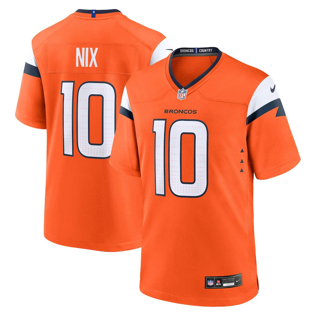 Bo Nix 10 Denver Broncos Team Game Men Jersey - Orange