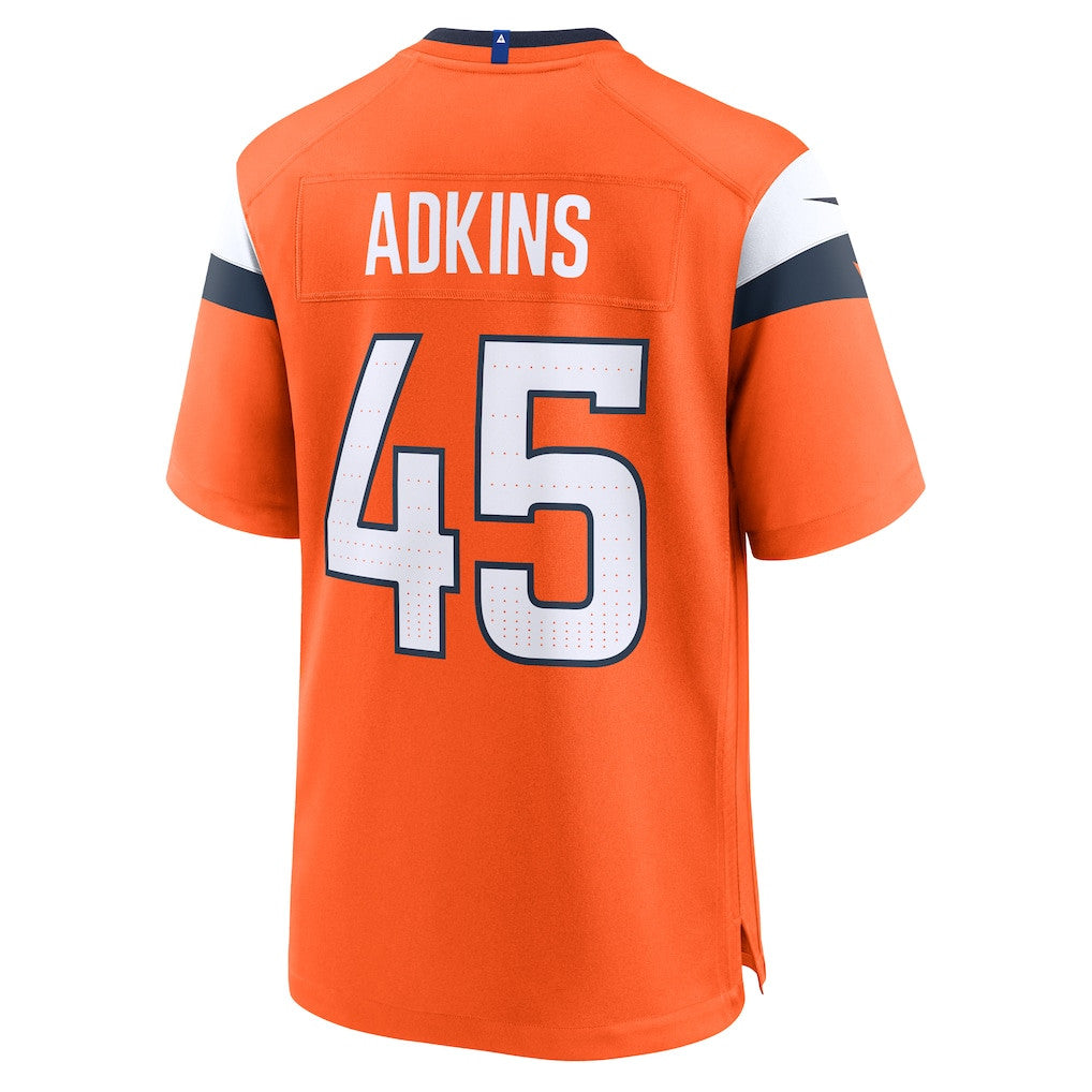 Nate Adkins 45 Denver Broncos Team Game Men Jersey - Orange