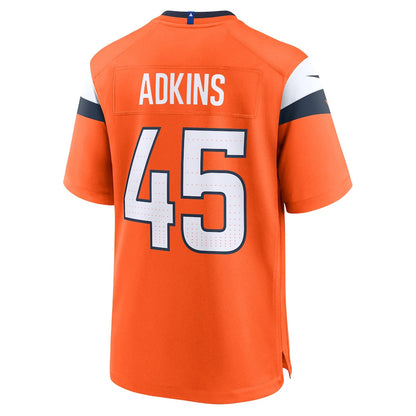 Nate Adkins 45 Denver Broncos Team Game Men Jersey - Orange