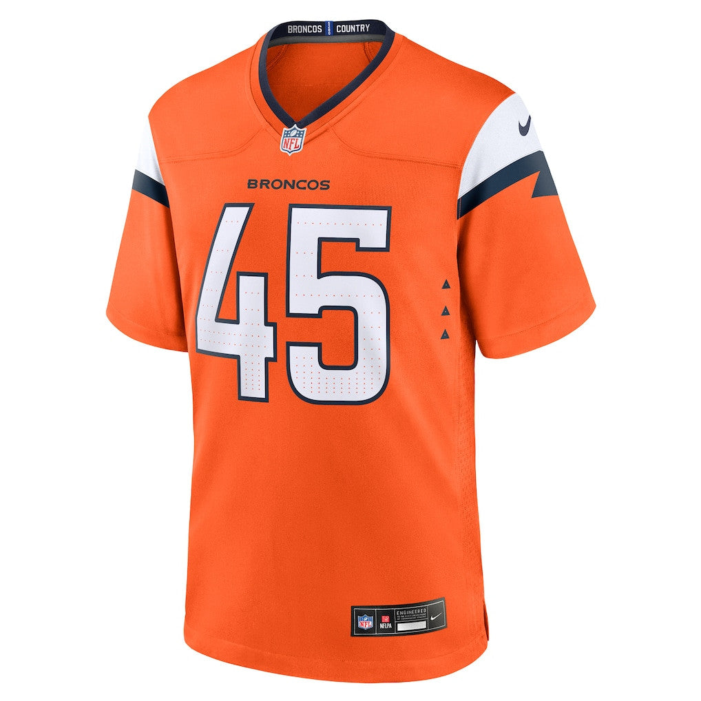 Nate Adkins 45 Denver Broncos Team Game Men Jersey - Orange