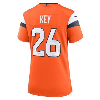 Devon Key 26 Denver Broncos Women's Team Game Jersey - Orange