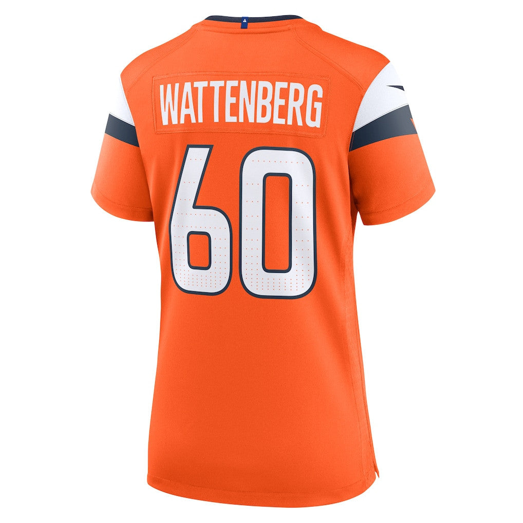 Luke Wattenberg 60 Denver Broncos Women's Team Game Jersey - Orange