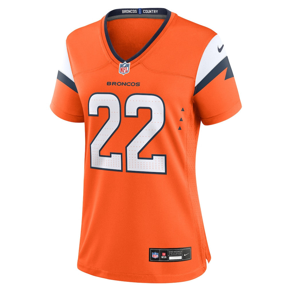 Brandon Jones 22 Denver Broncos Women's Team Game Jersey - Orange