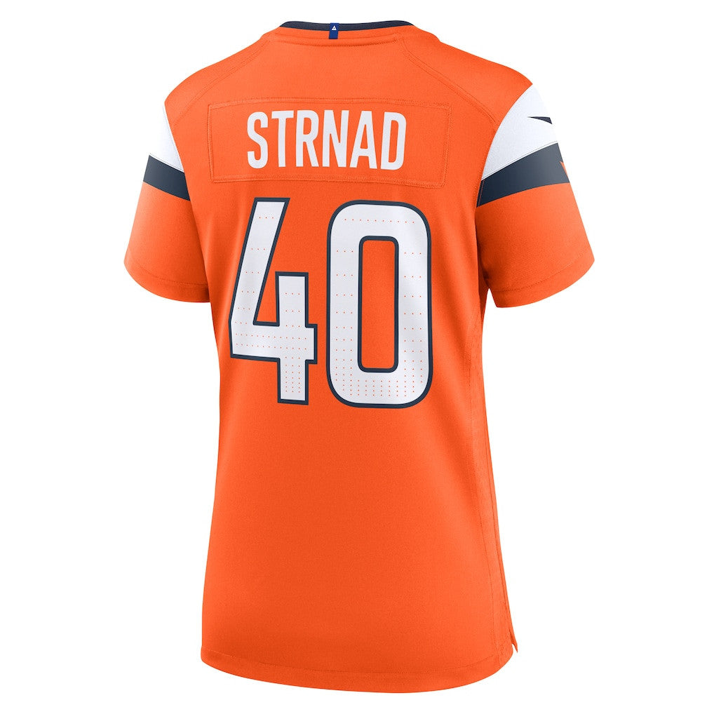 Justin Strnad 40 Denver Broncos Women's Team Game Jersey - Orange