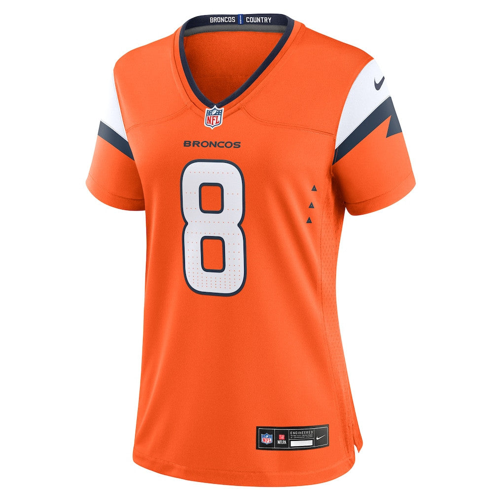 Jarrett Stidham 8 Denver Broncos Women's Team Game Jersey - Orange
