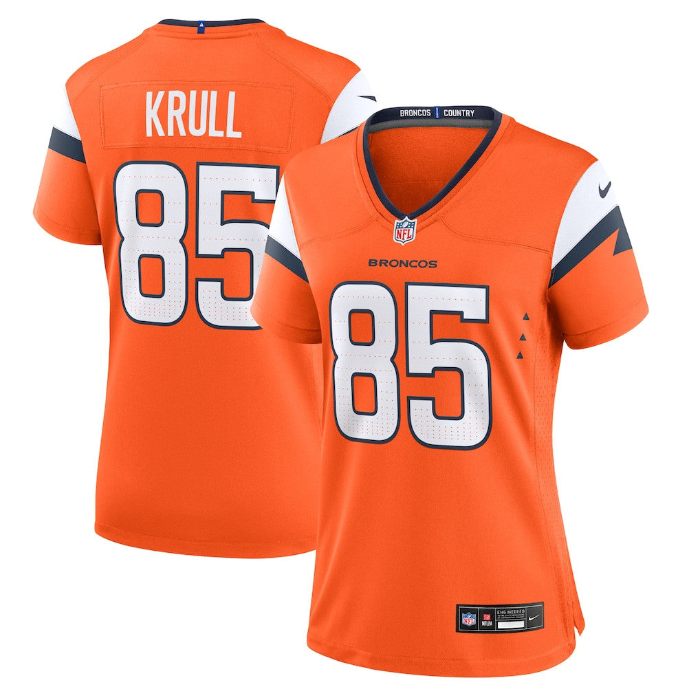Lucas Krull 85 Denver Broncos Women's Team Game Jersey - Orange