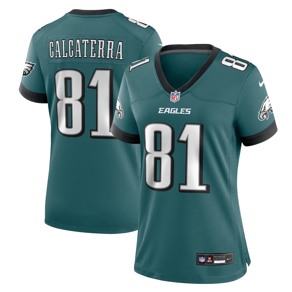 Grant Calcaterra 81 Philadelphia Eagles Women's Team Game Jersey - Midnight Green