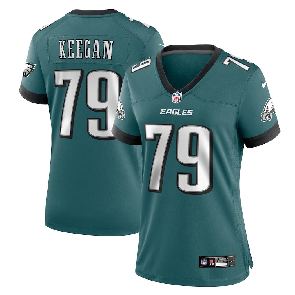 Trevor Keegan 79 Philadelphia Eagles Women's Team Game Jersey - Midnight Green