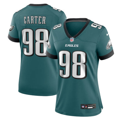 Jalen Carter 98 Philadelphia Eagles Women's Team Game Jersey - Midnight Green