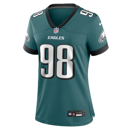 Jalen Carter 98 Philadelphia Eagles Women's Team Game Jersey - Midnight Green