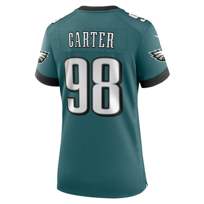 Jalen Carter 98 Philadelphia Eagles Women's Team Game Jersey - Midnight Green
