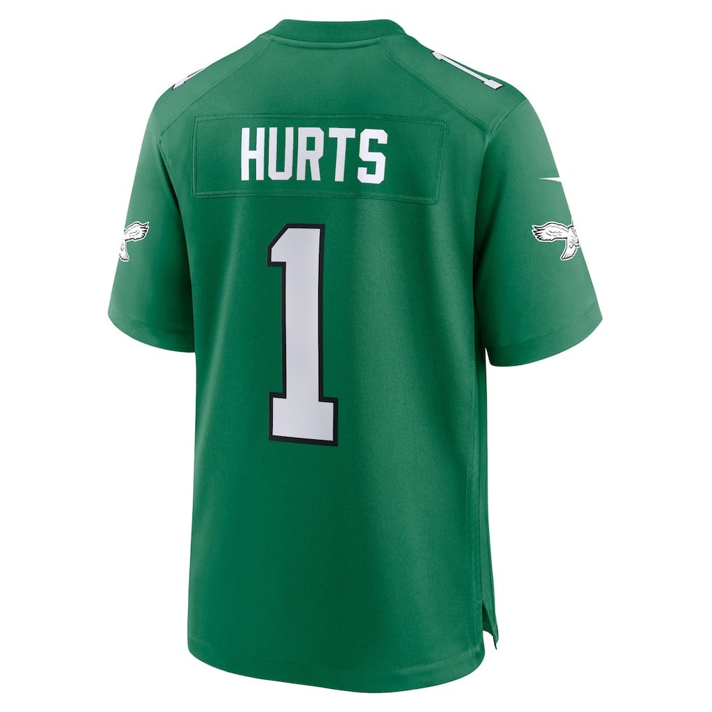 Jalen Hurts 1 Philadelphia Eagles Alternate Game Player Men Jersey - Kelly Green