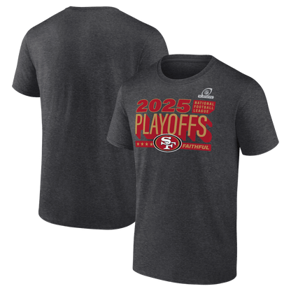 San Francisco 49ers 2025 Playoffs Ready T-Shirt - Heather Charcoal
