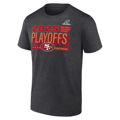 San Francisco 49ers 2025 Playoffs Ready T-Shirt - Heather Charcoal