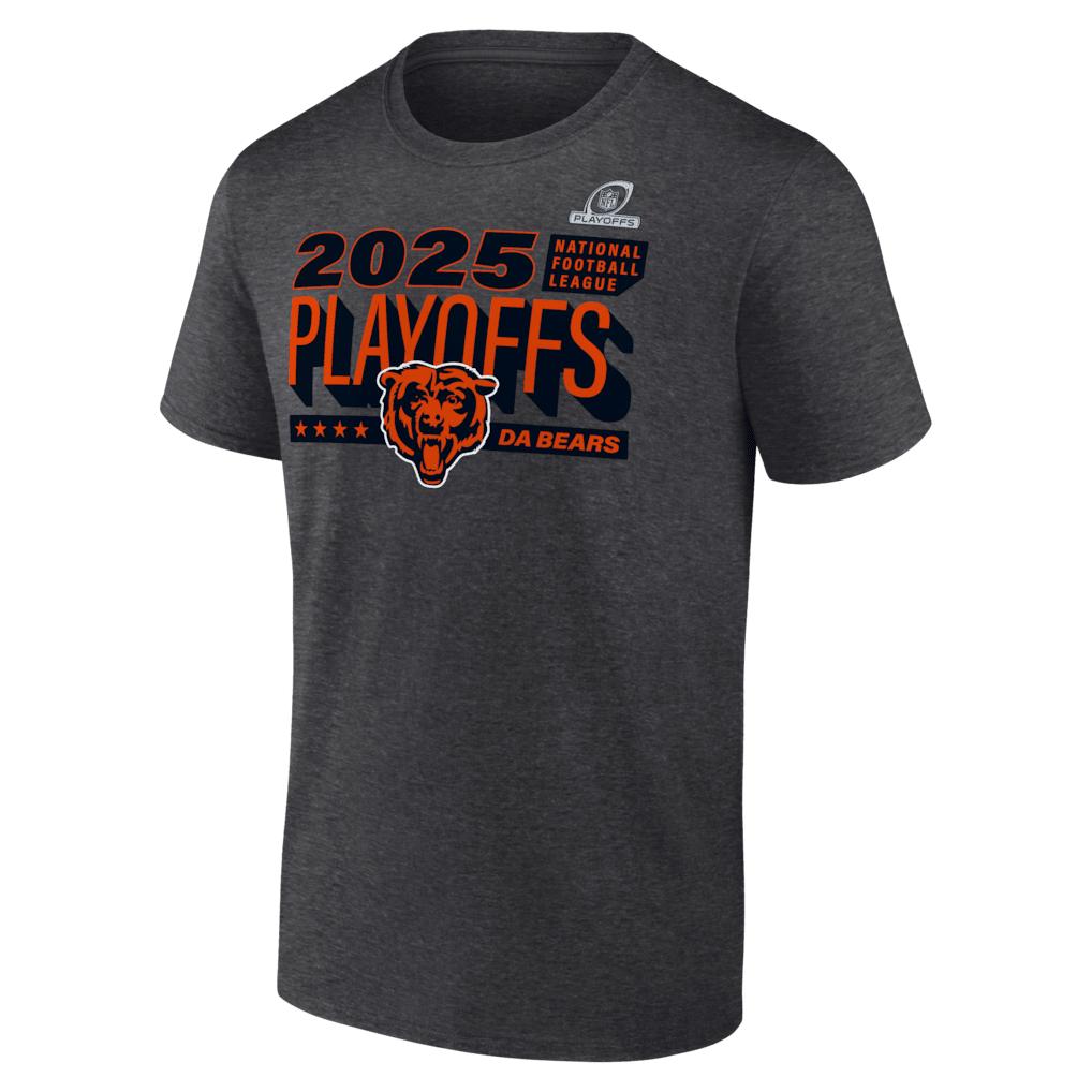 Chicago Bears 2025 Playoffs Ready T-Shirt - Heather Charcoal