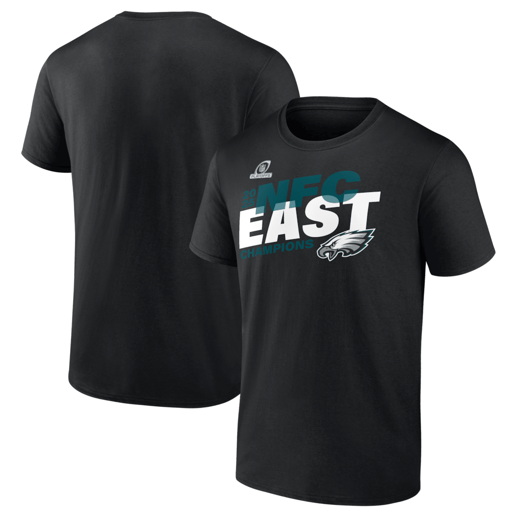 Philadelphia Eagles 2025 NFC East Division Champions Conquer T-Shirt - Black