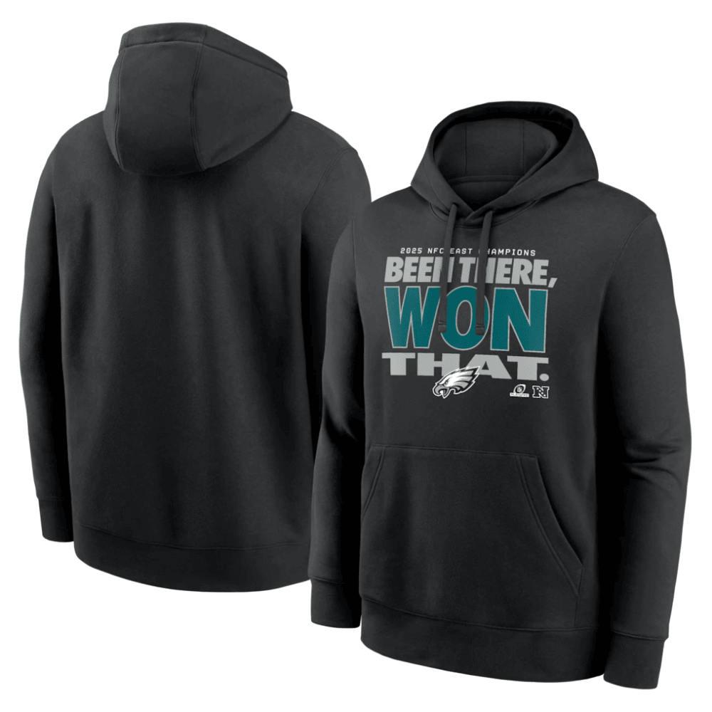 Philadelphia Eagles 2025 NFC East Division Champions Locker Room Trophy Collection Hoodie - Black
