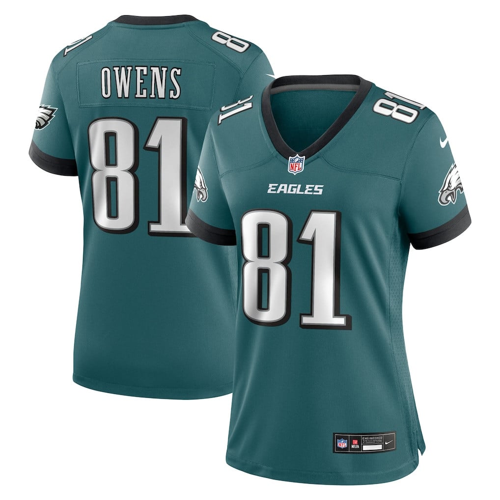 Terrell Owens 81 Philadelphia Eagles Women's Team Retired Game Jersey - Midnight Green