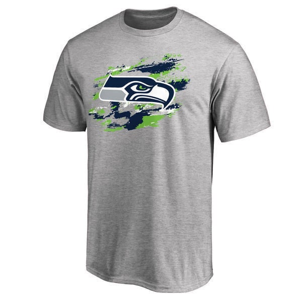 Seattle Seahawks Gray T-Shirt – Brushstroke Logo, Graphic Tee, Fan Apparel