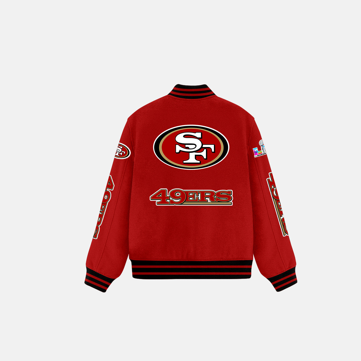 San Francisco 49ers Varsity Jacket – Fully Embroidered Logos, Fan Edition