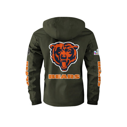 Chicago Bears 2026 Super Bowl LX Army Green Parka Coat – Printed Logos