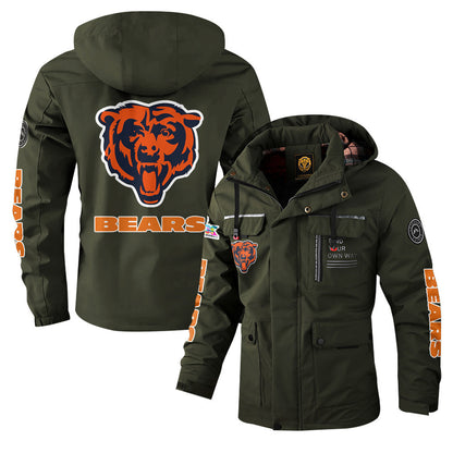 Chicago Bears 2026 Super Bowl LX Army Green Parka Coat – Printed Logos
