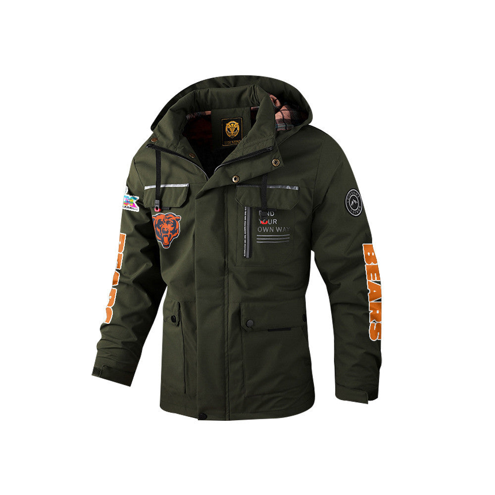 Chicago Bears 2026 Super Bowl LX Army Green Parka Coat – Printed Logos