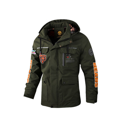 Chicago Bears 2026 Super Bowl LX Army Green Parka Coat – Printed Logos