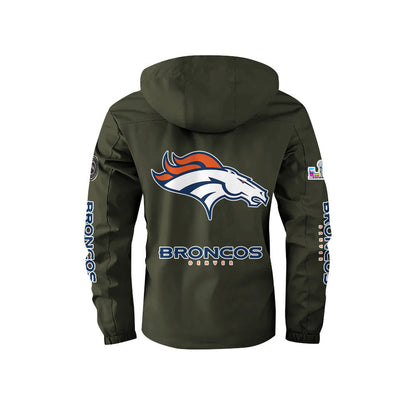 Denver Broncos 2026 Super Bowl LX Army Green Parka Coat – Printed Logos
