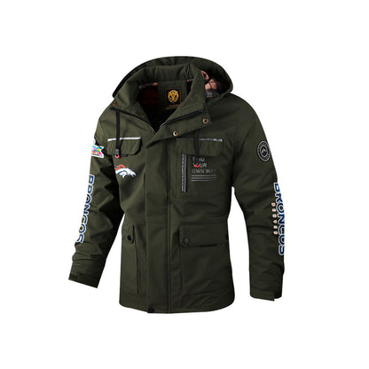 Denver Broncos 2026 Super Bowl LX Army Green Parka Coat – Printed Logos