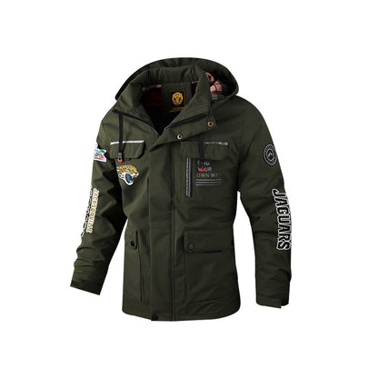 Jacksonville Jaguars 2026 Super Bowl LX Army Green Parka Coat – Printed Logos