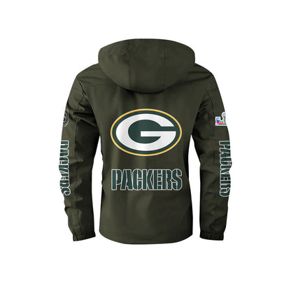 Green Bay Packers 2026 Super Bowl LX Army Green Parka Coat – Printed Logos