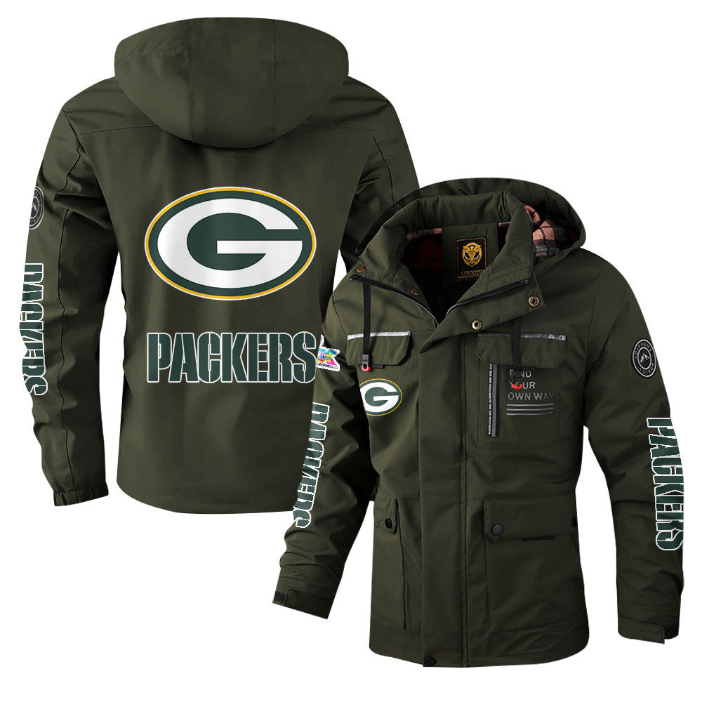 Green Bay Packers 2026 Super Bowl LX Army Green Parka Coat – Printed Logos