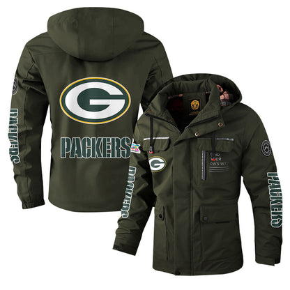 Green Bay Packers 2026 Super Bowl LX Army Green Parka Coat – Printed Logos