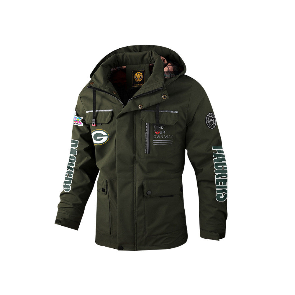 Green Bay Packers 2026 Super Bowl LX Army Green Parka Coat – Printed Logos