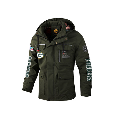 Green Bay Packers 2026 Super Bowl LX Army Green Parka Coat – Printed Logos